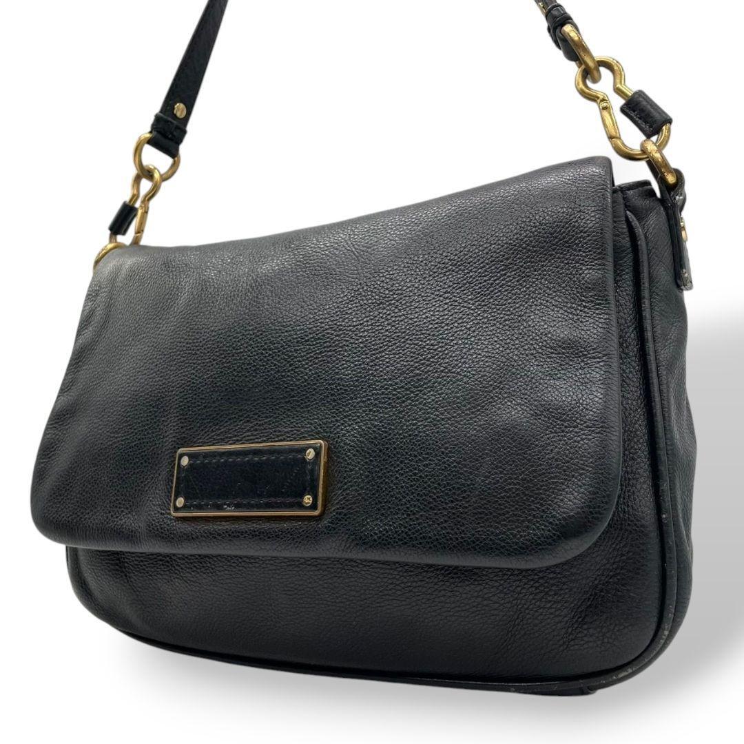 1円 ★美品★ マークバイマークジェイコブス ショルダーバッグ 黒 ブラック レザー 斜め掛け フラップ MARC BY MARC JACOBS レディース T2