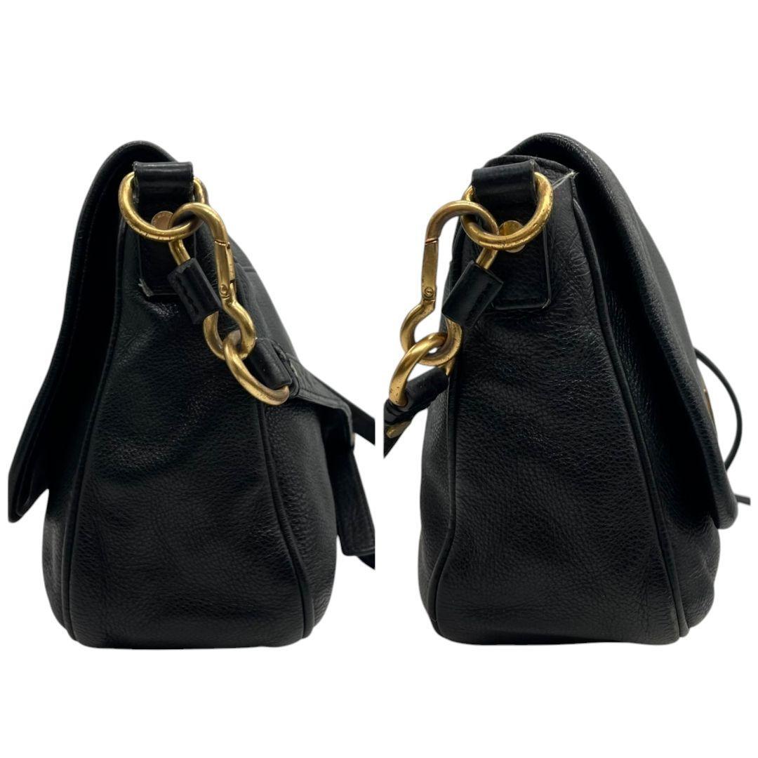 1円 ★美品★ マークバイマークジェイコブス ショルダーバッグ 黒 ブラック レザー 斜め掛け フラップ MARC BY MARC JACOBS レディース T2