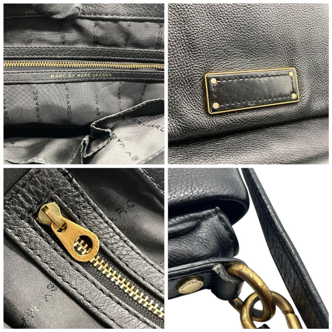 1円 ★美品★ マークバイマークジェイコブス ショルダーバッグ 黒 ブラック レザー 斜め掛け フラップ MARC BY MARC JACOBS レディース T2