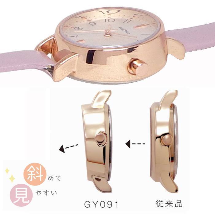  наручные часы женский кожа часы GY091-5 наклонный циферблат легктй для просмотра 3 стрелки кварц красивый часы сделано в Японии Move использование ...