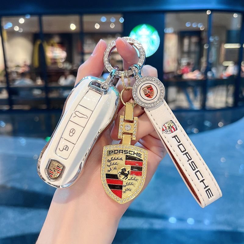 【３點(diǎn)セット】 ポルシェ専用 キーケース PVC制 キーカバー キーホルダー カイエン パナメーラ 911 ボクスター タイカン マカン ケイマン