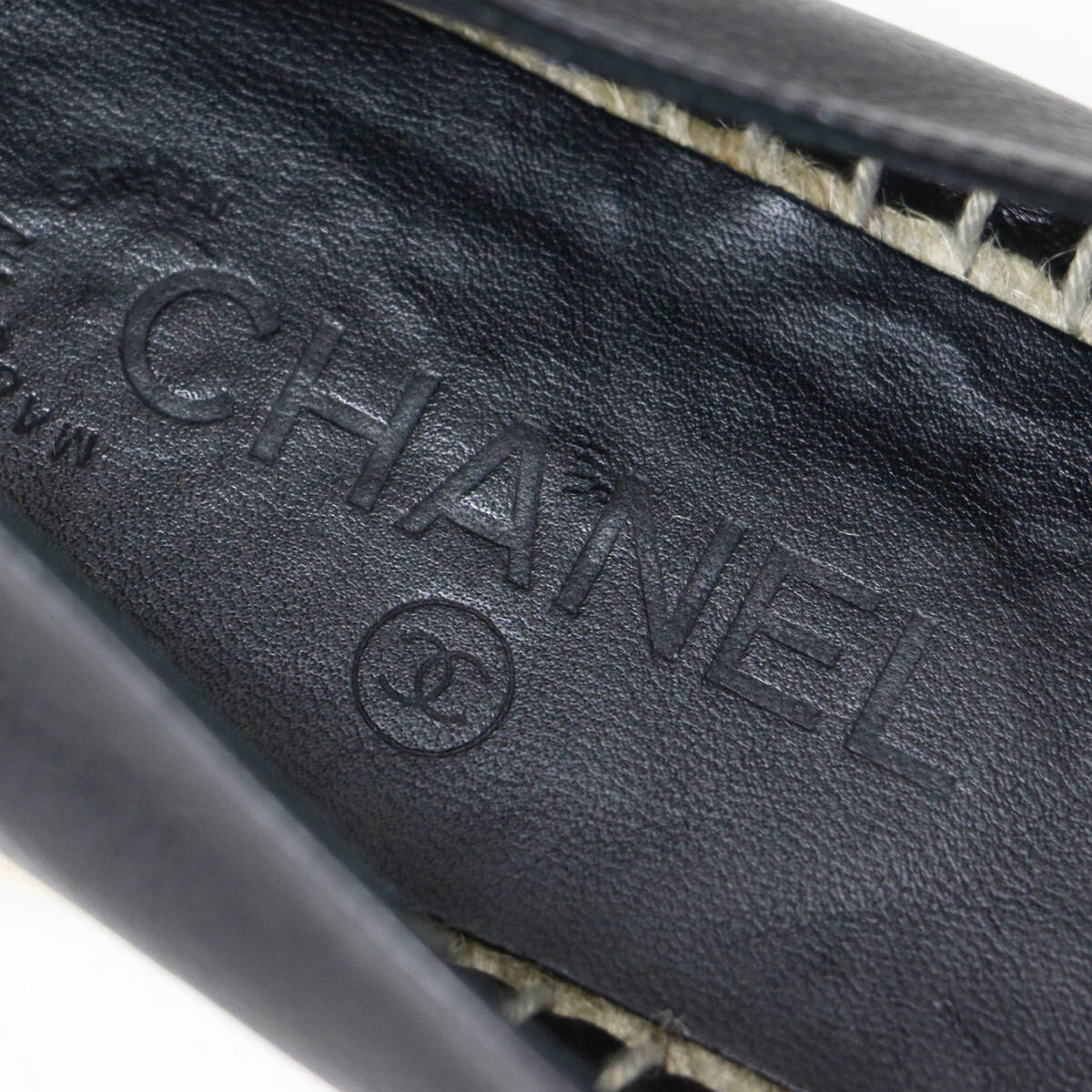 CHANEL シャネル シューズ ブラック 黒 サイズ:37(24.0cm) / ココマーク エスパドリーユ G29762 / スリッポン フラット レザー ジュート