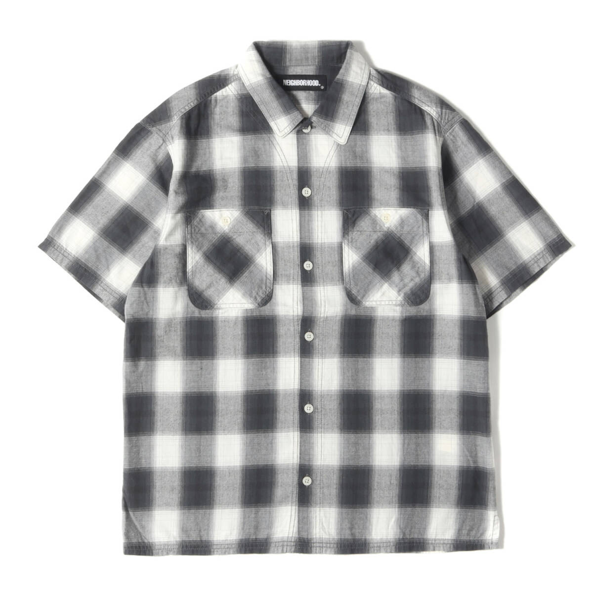 【美品】NEIGHBORHOOD ネイバーフッド シャツ サイズ:S / 21SS オンブレチェック ワーク 半袖 シャツ (B&C / C-SHIRTS. SS)