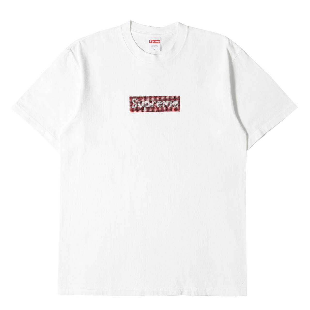 Supreme Supreme футболка размер :S / Swarovski box Logo вырез лодочкой футболка / Swarovski Box Logo Tee / белый 