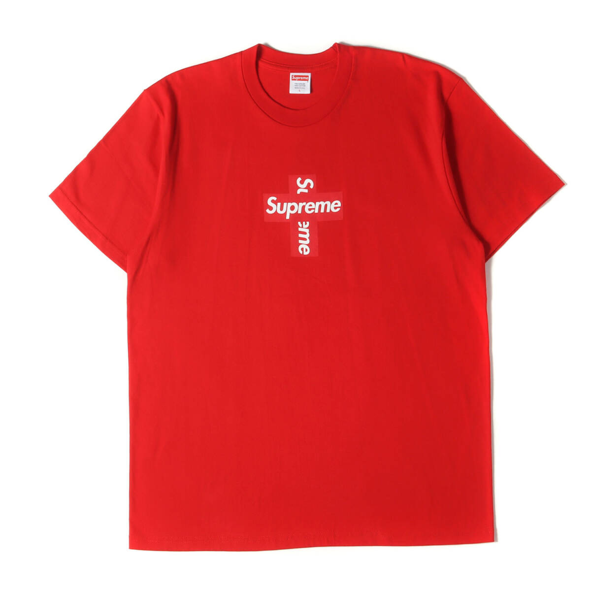 [ как новый ]Supreme Supreme футболка размер :L / 20AW Cross box Logo вырез лодочкой футболка (Cross Box Logo Tee) / красный 