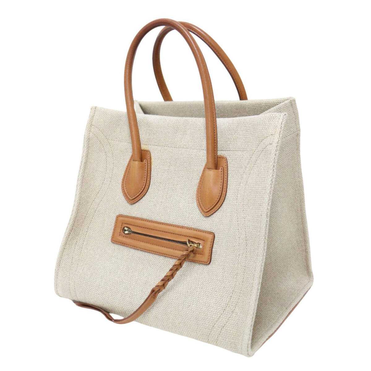 CELINE セリーヌ バッグ ベージュ ブラウン / ファントム ラゲージ ハンドバッグ / トートバッグ ジュート レザー / イタリア制
