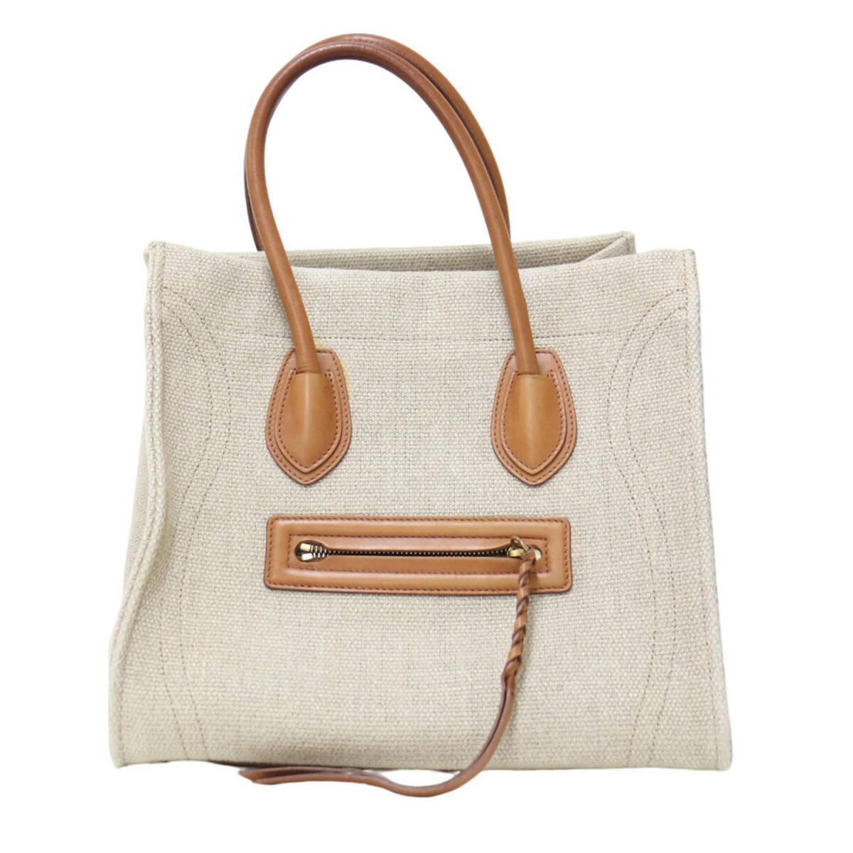 CELINE セリーヌ バッグ ベージュ ブラウン / ファントム ラゲージ ハンドバッグ / トートバッグ ジュート レザー / イタリア制