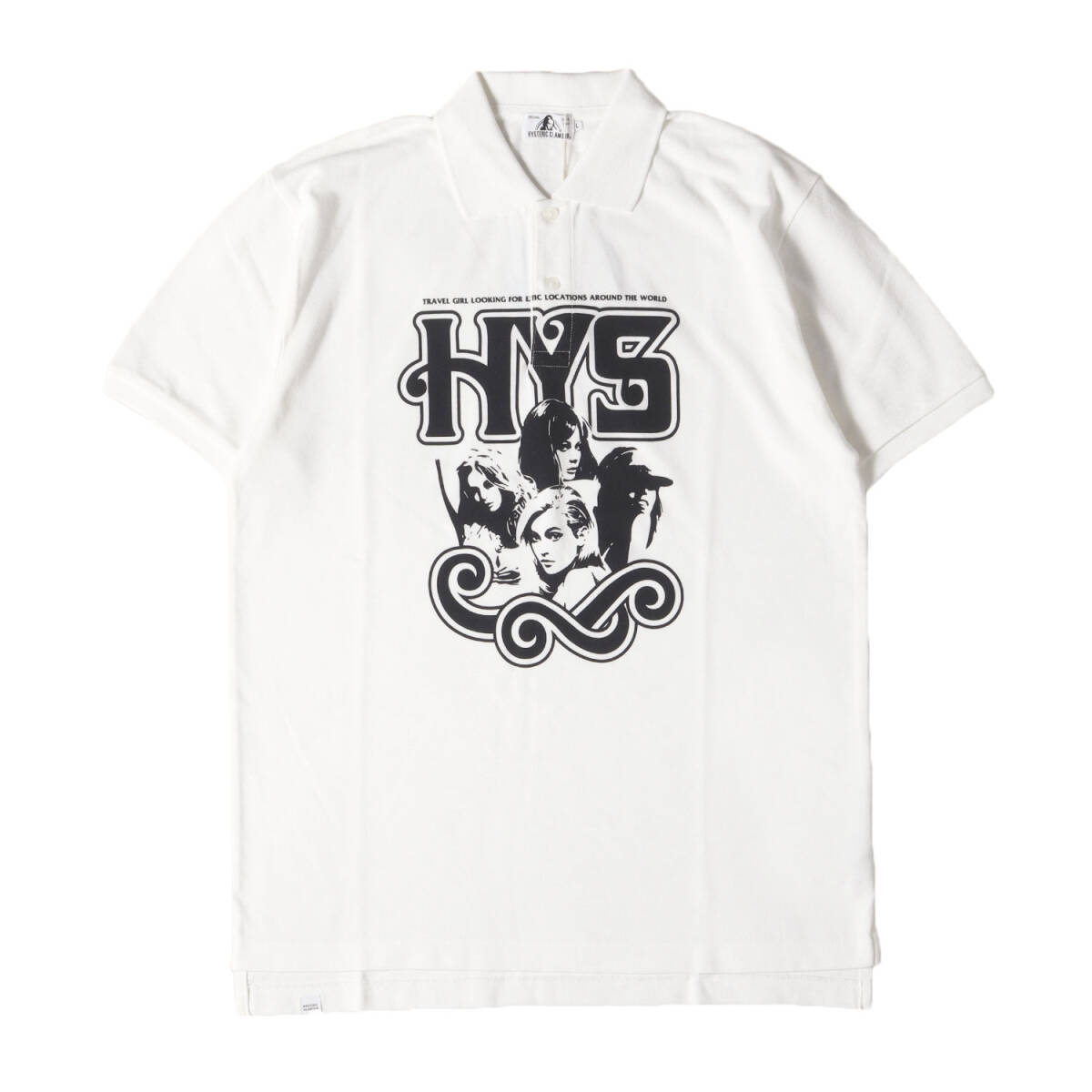 【新品】HYSTERIC GLAMOUR ヒステリックグラマー ポロシャツ サイズ:L / 21SS TRAVEL GIRL ポロシャツ (02211CH01) / ダーティーホワイト