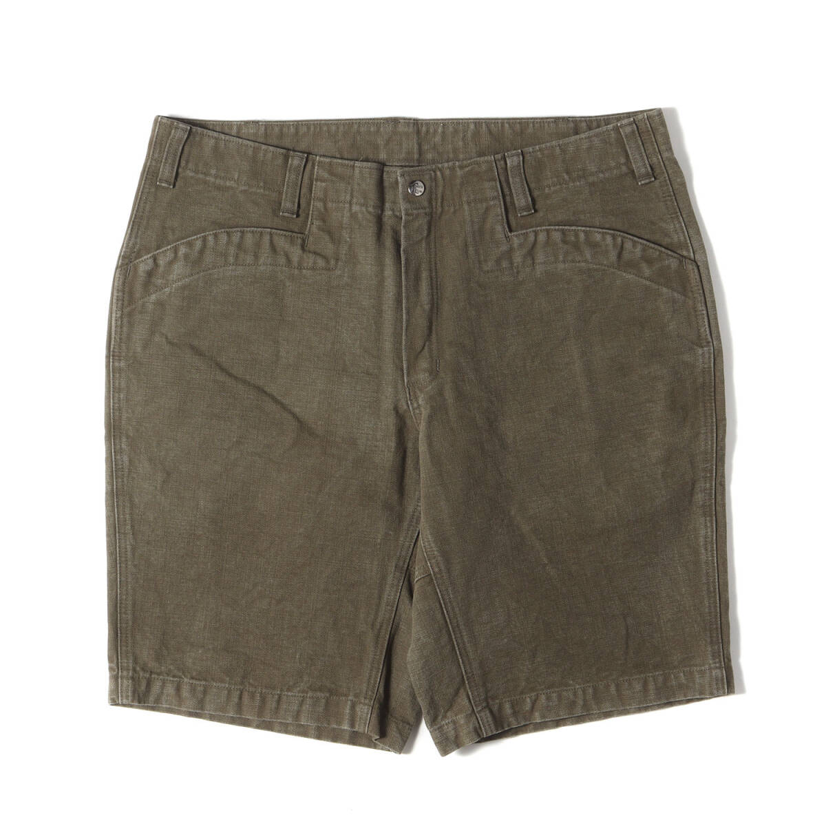 【美品】TENDERLOIN テンダーロイン パンツ サイズ:L / ダック フリスコ ワークショーツ (DUCK SHORTS) / オリーブ / ショートパンツ