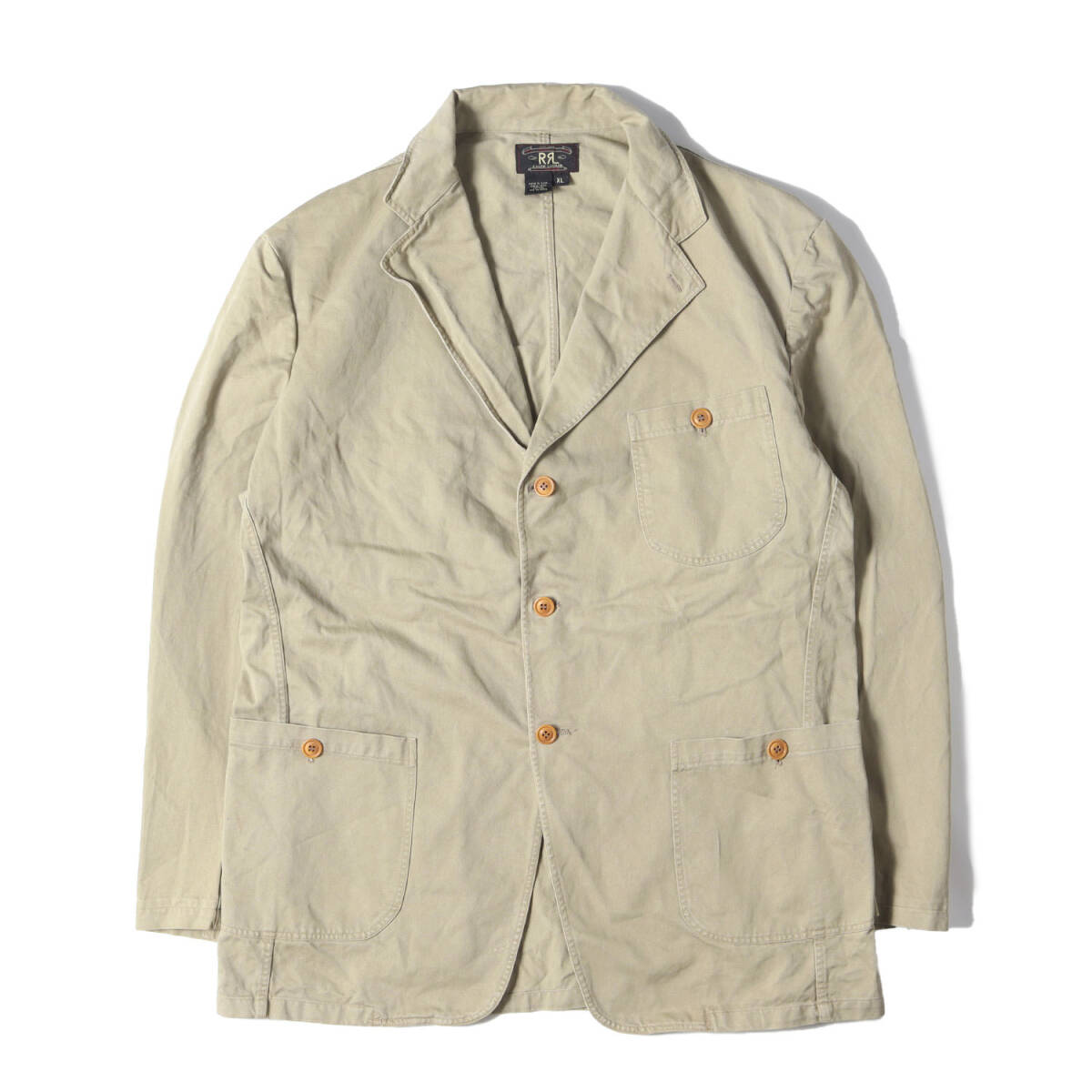 RRL ジャケット サイズ:XL 90s 三つ星 コットンツイル 3つボタン ワークジャケット USA制 ベージュ アウター ブルゾン 上著