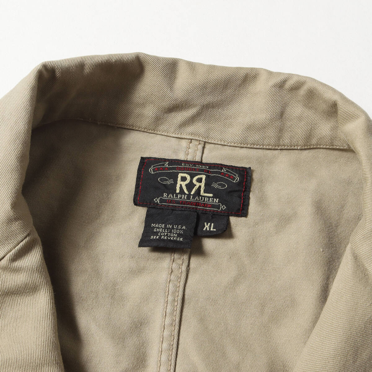 RRL ジャケット サイズ:XL 90s 三つ星 コットンツイル 3つボタン ワークジャケット USA制 ベージュ アウター ブルゾン 上著