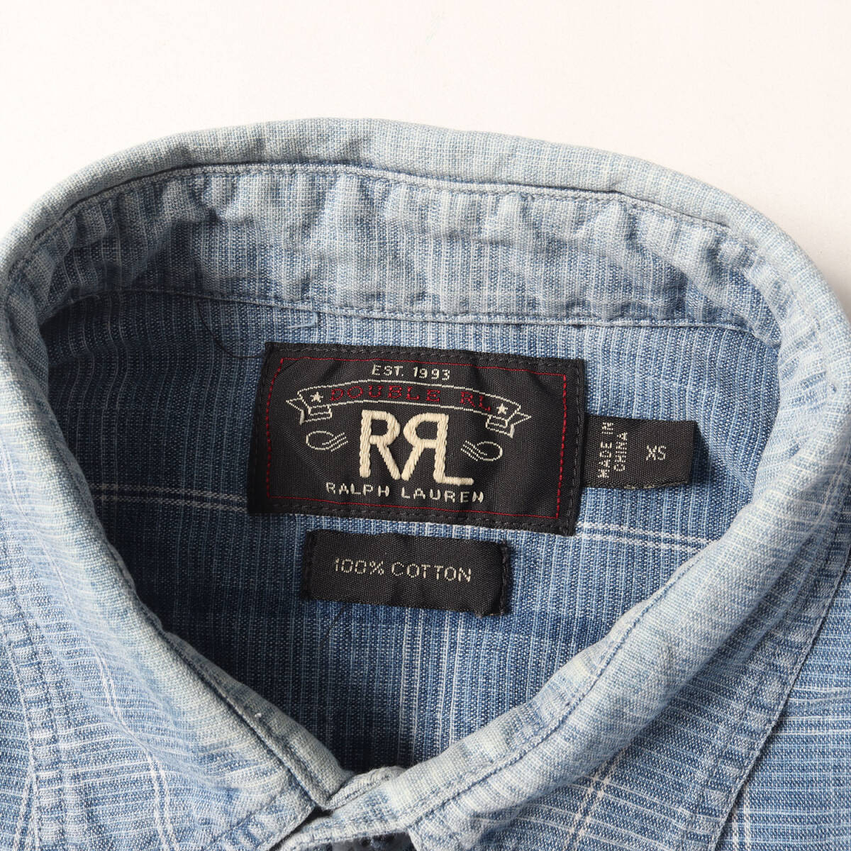 RRL シャツ サイズ:XS ヴィンテージ加工 インディゴ チェック ワークシャツ インディゴ ラルフローレン トップス カジュアルシャツ
