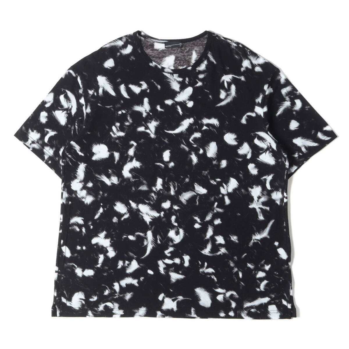美品 LAD MUSICIAN ラッドミュージシャン フェザー グラフィック ビッグサイズ Tシャツ 60/2 T-CLOTH FEATHER BIG T ブラック ホワイト 42