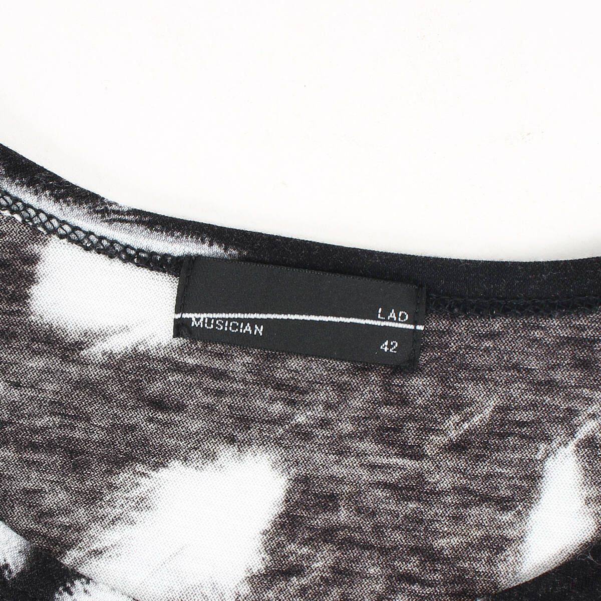 美品 LAD MUSICIAN ラッドミュージシャン フェザー グラフィック ビッグサイズ Tシャツ 60/2 T-CLOTH FEATHER BIG T ブラック ホワイト 42