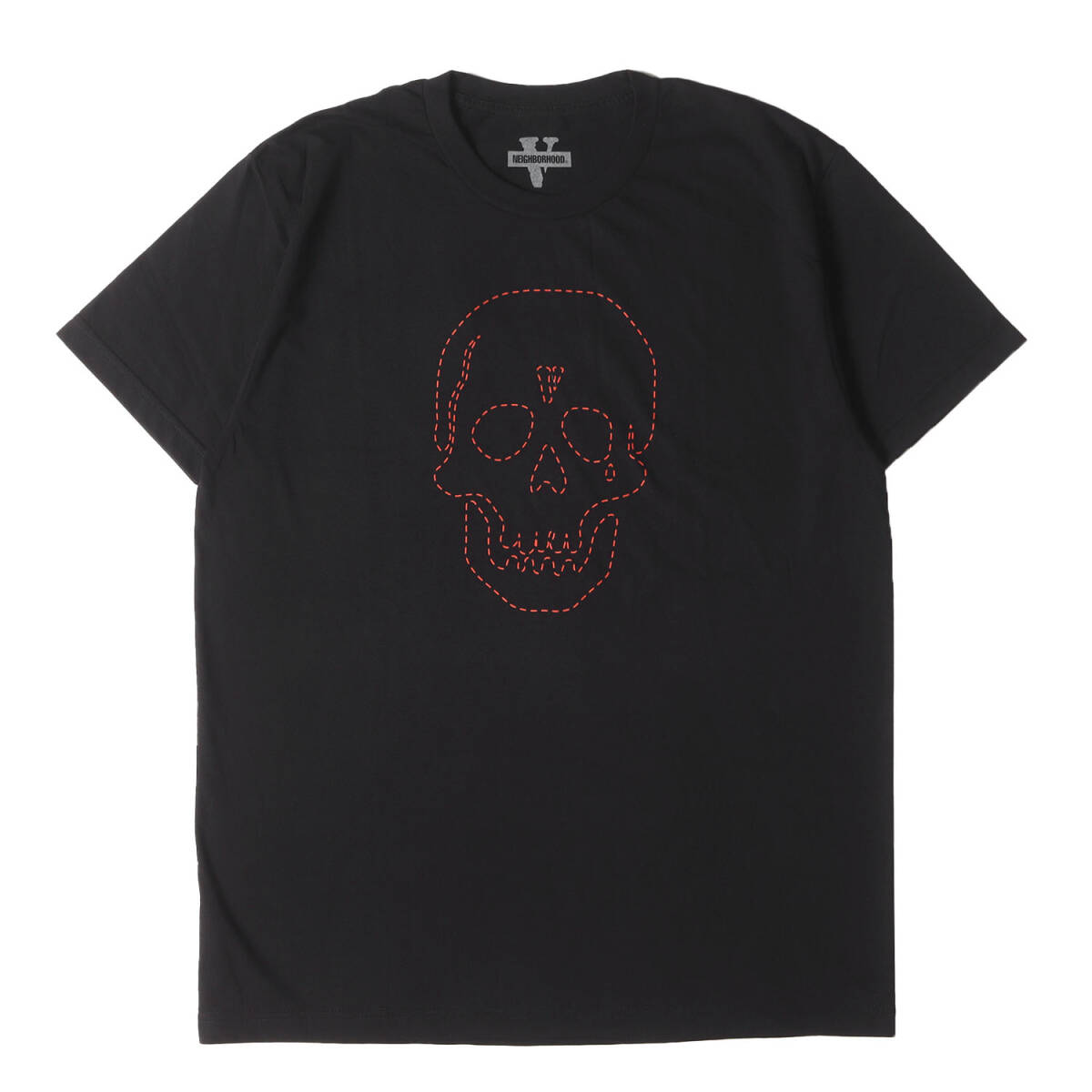 【新品同様】NEIGHBORHOOD ネイバーフッド Tシャツ サイズ:L / VLONE スカル グラフィック クルーネック Tシャツ / ブラック / コラボ