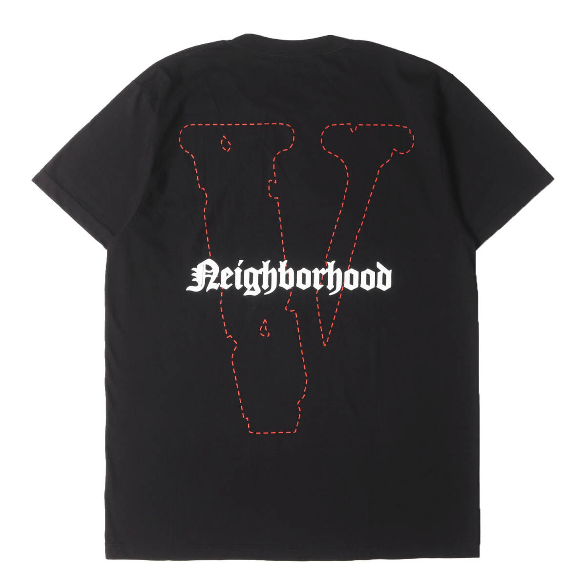【新品同様】NEIGHBORHOOD ネイバーフッド Tシャツ サイズ:L / VLONE スカル グラフィック クルーネック Tシャツ / ブラック / コラボ
