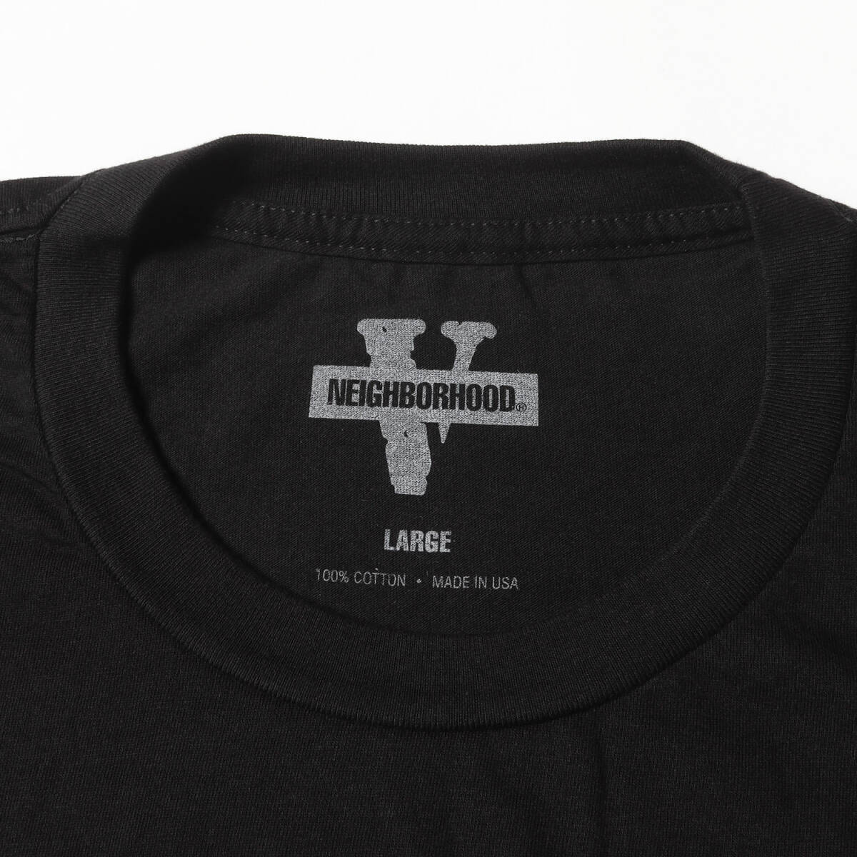 【新品同様】NEIGHBORHOOD ネイバーフッド Tシャツ サイズ:L / VLONE スカル グラフィック クルーネック Tシャツ / ブラック / コラボ