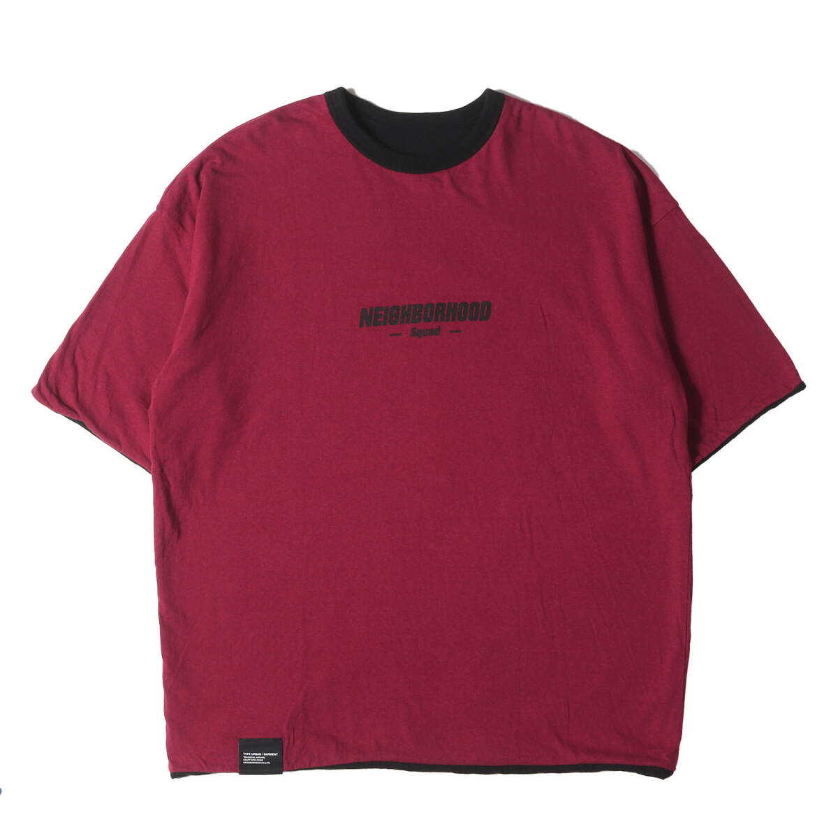 【美品】NEIGHBORHOOD ネイバーフッド 23AW ミリタリーロゴ リバーシブル Tシャツ(REVERSIBLE CREWNECK SS) / ブラック バーガンディー L