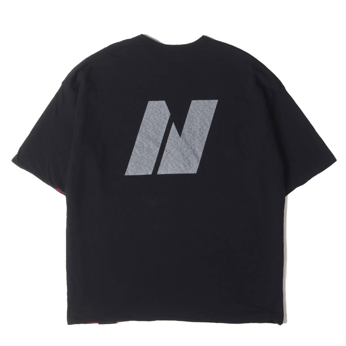 【美品】NEIGHBORHOOD ネイバーフッド 23AW ミリタリーロゴ リバーシブル Tシャツ(REVERSIBLE CREWNECK SS) / ブラック バーガンディー L