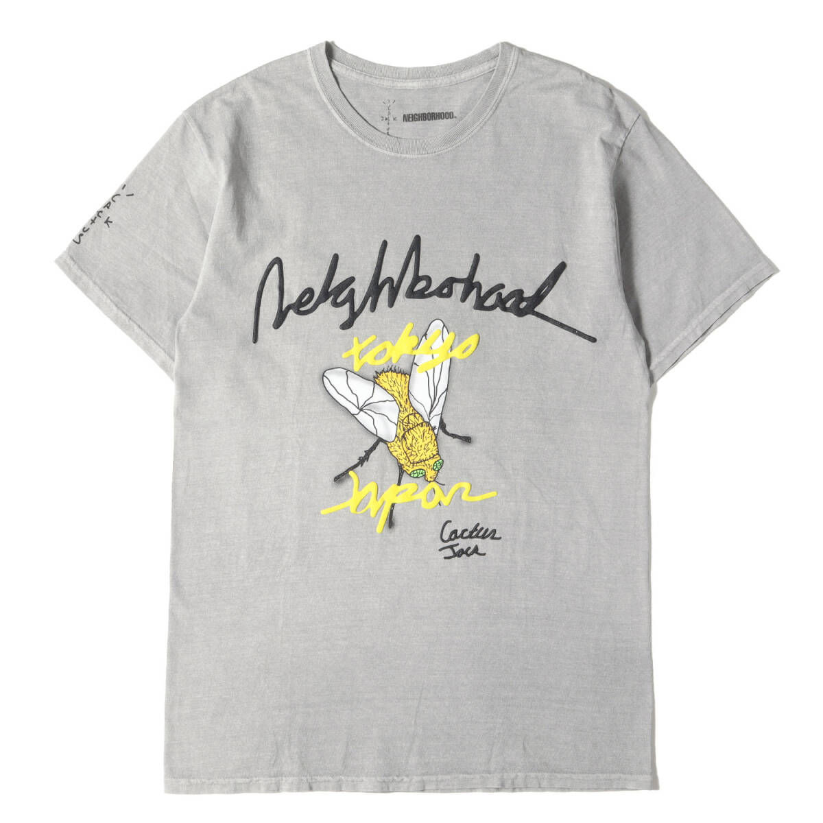 【美品】NEIGHBORHOOD ネイバーフッド Tシャツ サイズ:M / 21SS Travis Scott / Cactus Jack 発泡プリント グラフィック Tシャツ グレー
