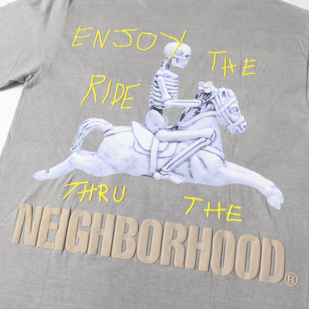 【美品】NEIGHBORHOOD ネイバーフッド Tシャツ サイズ:M / 21SS Travis Scott / Cactus Jack 発泡プリント グラフィック Tシャツ グレー