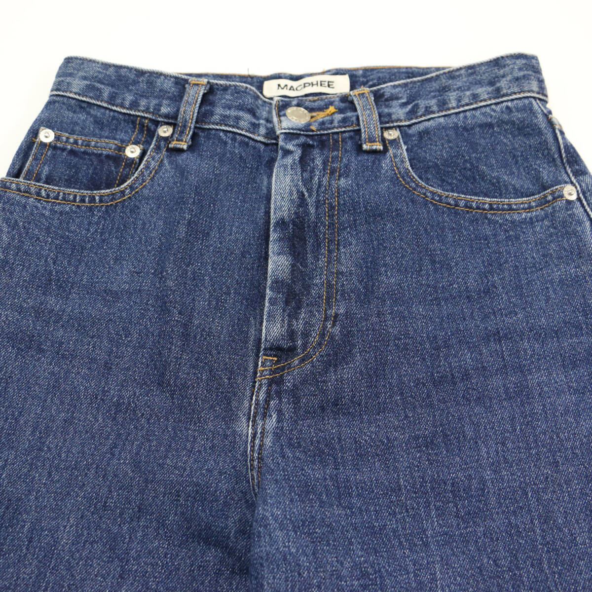 MACPHEE マカフィー パンツ ダークブルー サイズ:32(5號) / コットン デニム ブーツカット パンツ / センタープレス ナノバブル加工