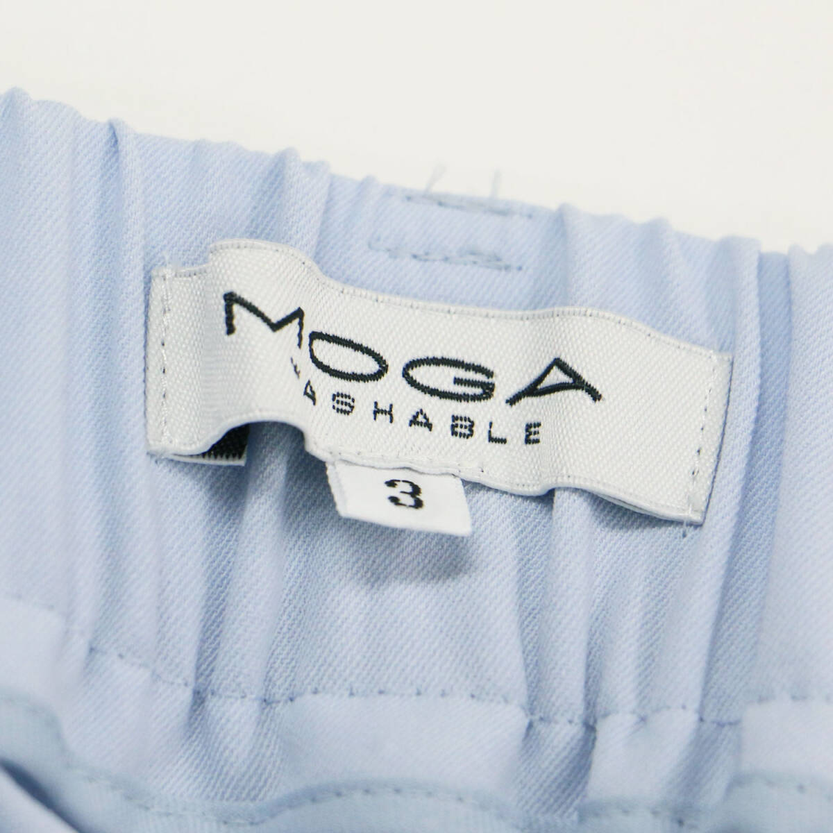 MOGA モガ パンツ サックスブルー サイズ:3 L / センタープレス スラックス パンツ / テーパードパンツ フルレングス ストレッチ