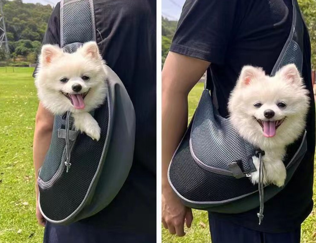 ペットスリング キャリーバッグ 小型犬 中型犬 抱っこ紐 ショルダー 肩掛け 軽量 飛び出し防止 ポケット付き 黒