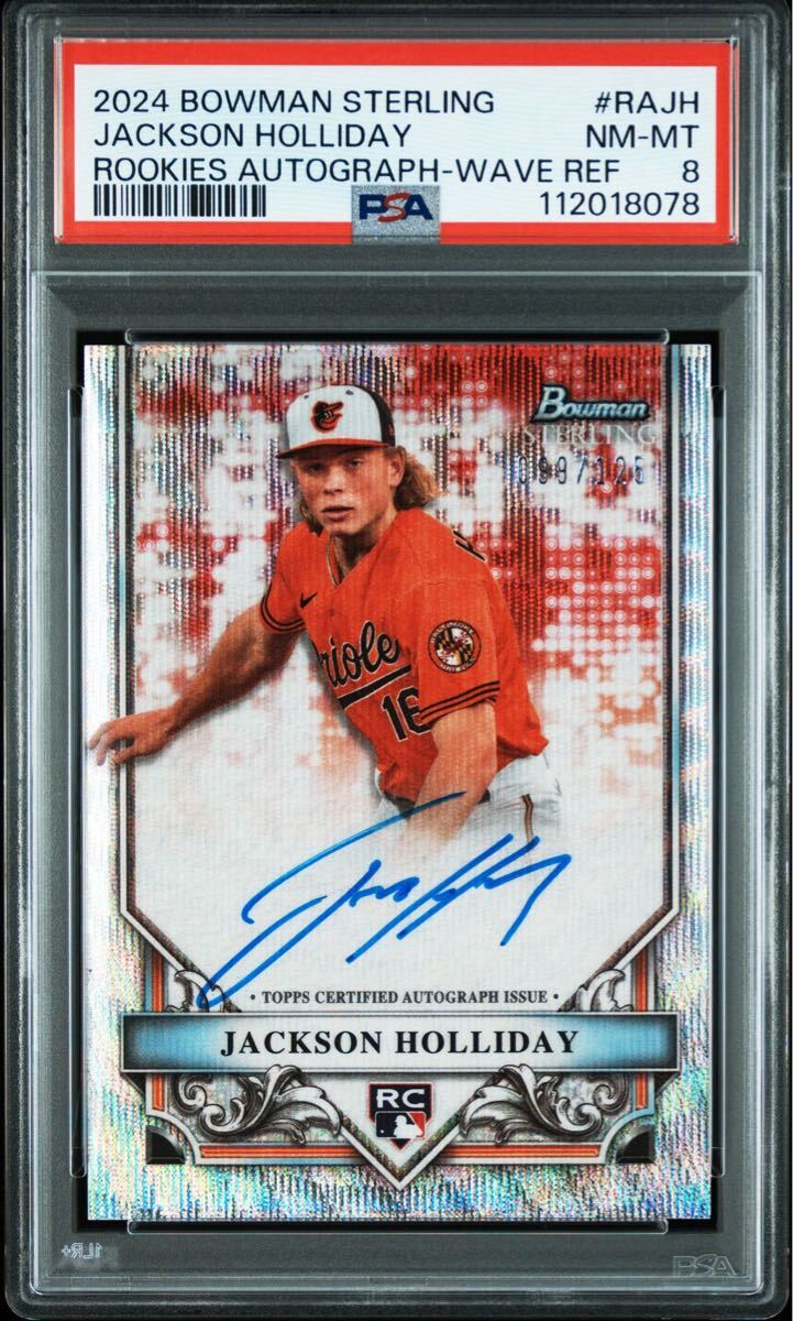 PSA8 2024 BOWMAN STERLING ROOKIES AUTOGRAPHS JACKSON HOLLIDAY WAVE REFRACTOR ジャクソン ホリデー 直筆サインカード /125 Chrome