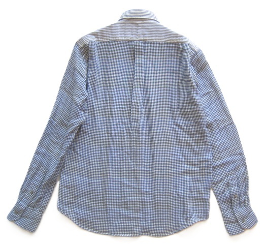 新品1.6万!!インターメッツォ INTERMEZZO*チェック柄コットンダブルガーゼシャツ M 白×紺×グレー ダーバン D'URBAN_画像9
