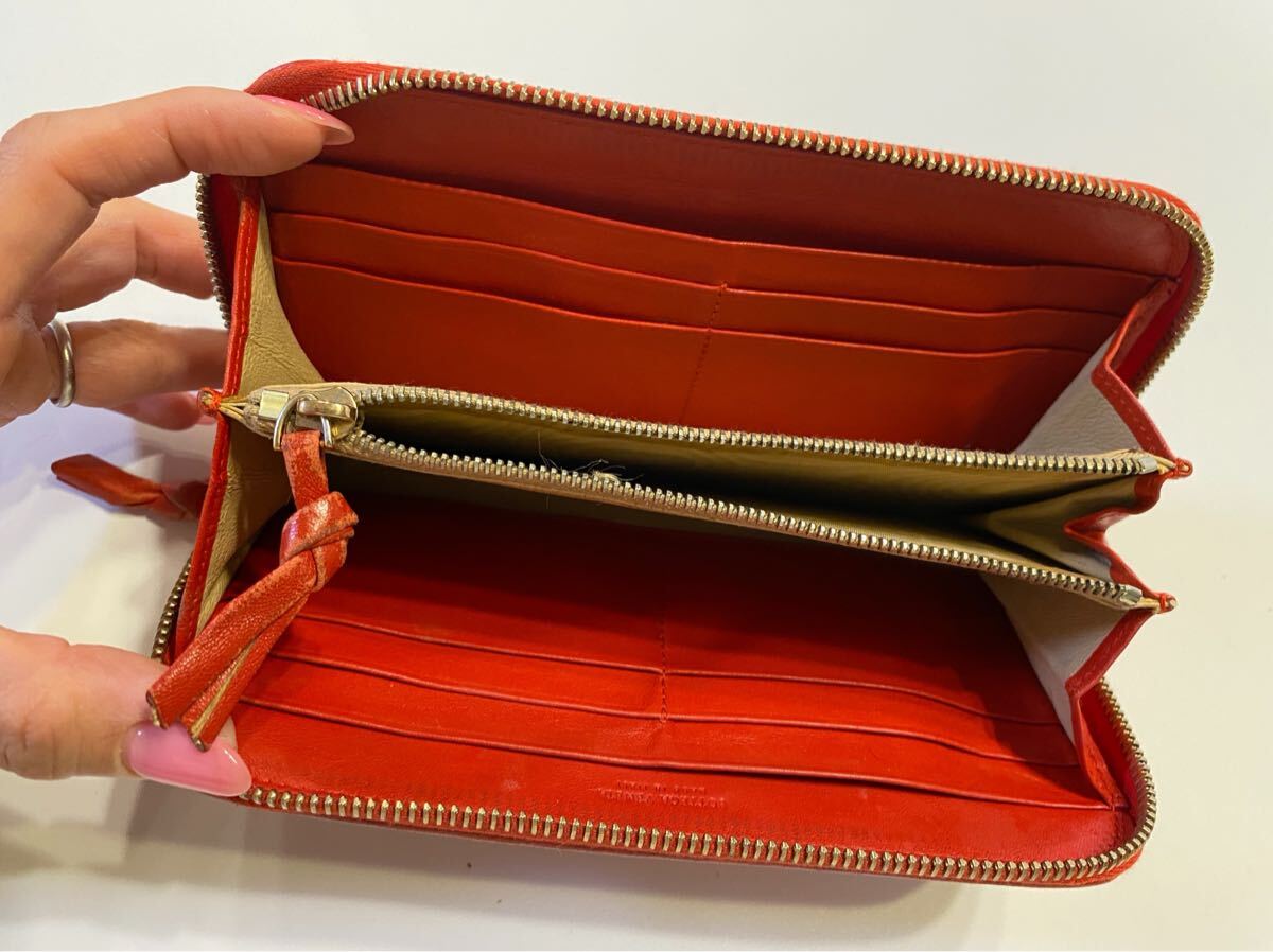 BOTTEGA VENETA ボッテガヴェネタ ラウンドファスナー 長財布 イントレチャート 本革 レザー レッド 赤 小銭入れ_画像7