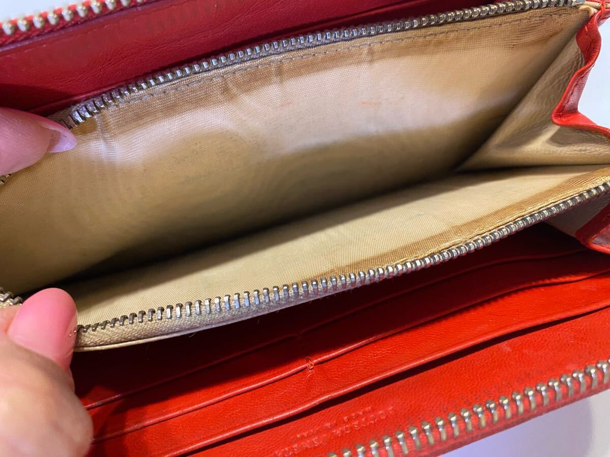 BOTTEGA VENETA ボッテガヴェネタ ラウンドファスナー 長財布 イントレチャート 本革 レザー レッド 赤 小銭入れ_画像8