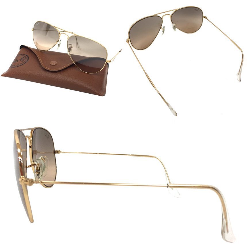 送料無料 Ray Ban レイバン サングラス RB3025 ブラウン メンズ 紫外線対策 UV対策 アイウェア 中古 aq11221