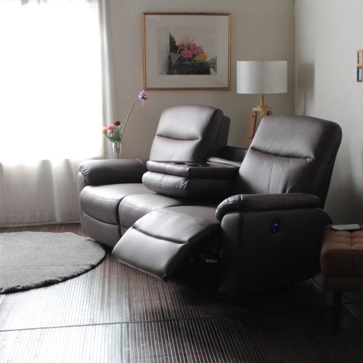 展示品 電動(dòng)リクライニングソファ 3人掛け レザー調(diào)ファブリック ダークブラウン Bella Comfort 14.5萬(wàn) 616B-3p-50