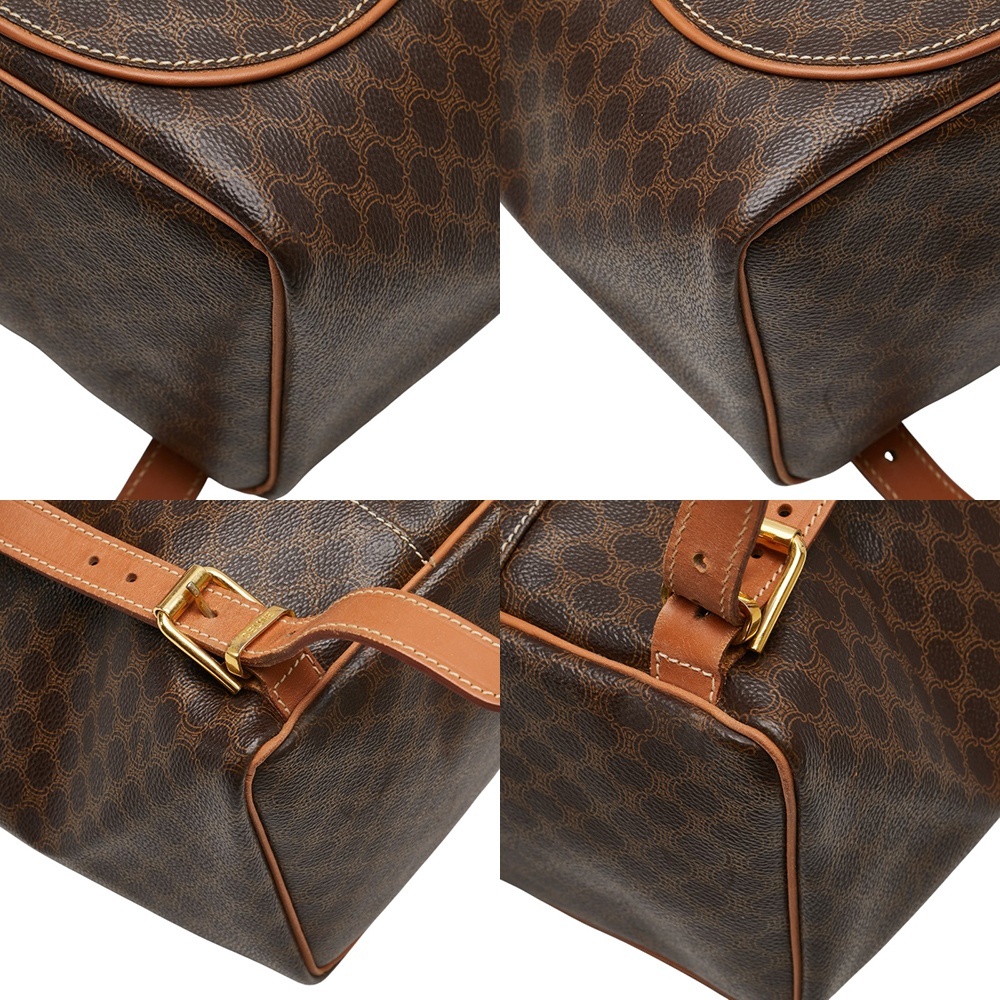 中古 セリーヌ リュック バックパック マカダム ブラウン PVC レザー レディース CELINE ABランク【送料無料】【西神店】_画像4