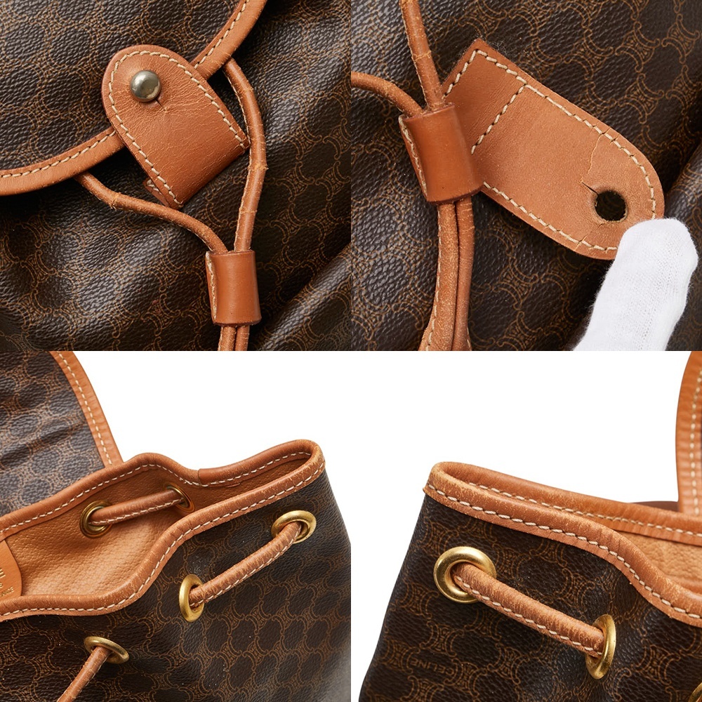 中古 セリーヌ リュック バックパック マカダム ブラウン PVC レザー レディース CELINE ABランク【送料無料】【西神店】_画像5