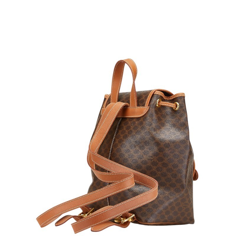 中古 セリーヌ リュック バックパック マカダム ブラウン PVC レザー レディース CELINE ABランク【送料無料】【西神店】_画像2