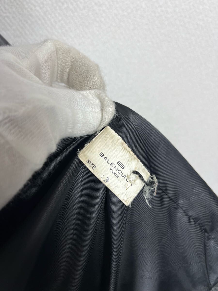 vintage BALENCIAGA ヴィンテージ　バレンシアガ　メンズ　ブラック　レザー　コート　アウター　ジャケット_画像6