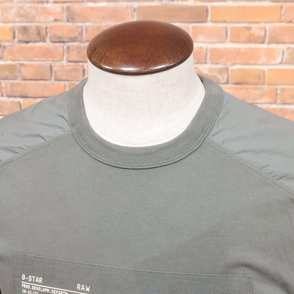 1円/G-STAR RAW/XSサイズ/ミリタリー調(diào)Tシャツ MIX WOVEN CARGO TEE D20000-A628 ウォッシュ ワイルド 半袖 新品/カーキ/jh162/