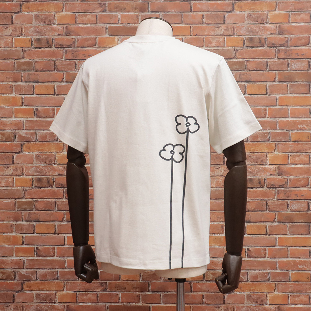 LARDINI/XSサイズ/半袖Tシャツ EQLTMC74 EQ62084 花バックプリント イタリア制 ラルディーニ 新品/アイボリー/kg158/