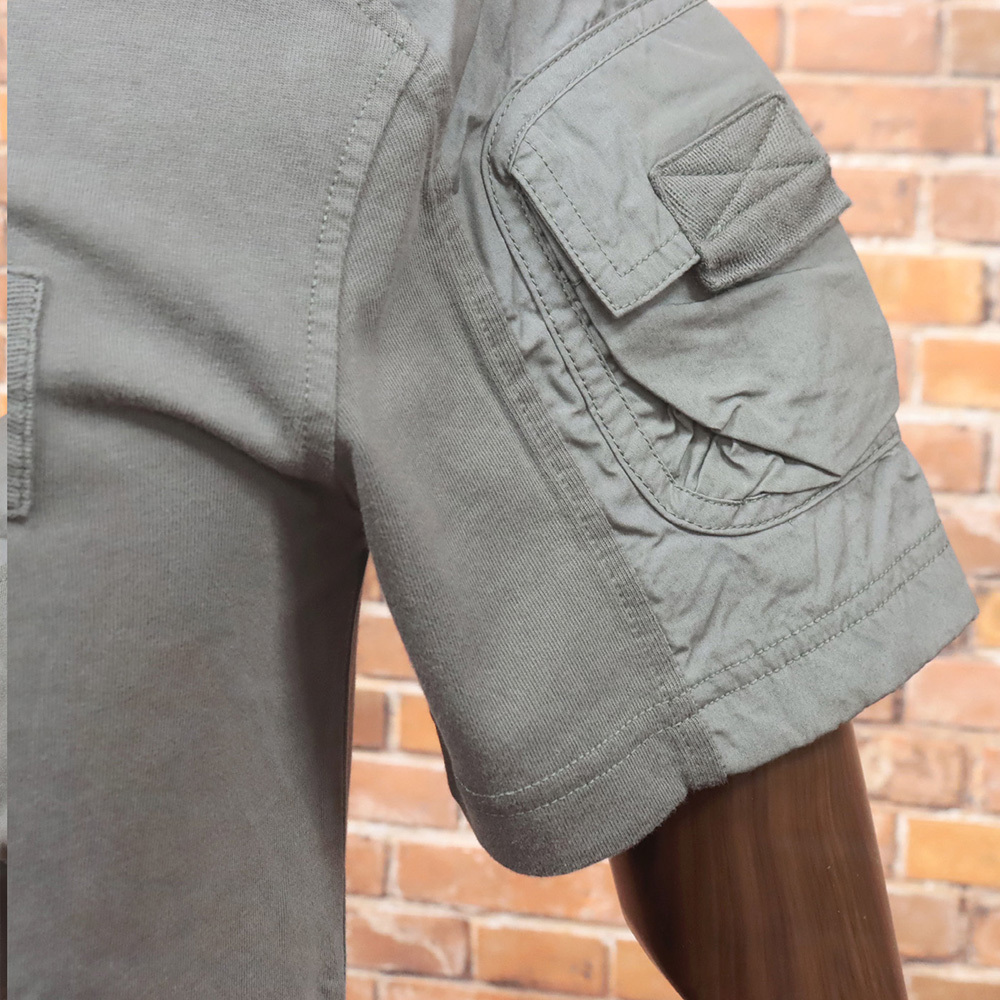 1円/G-STAR RAW/XSサイズ/ミリタリー調(diào)Tシャツ MIX WOVEN CARGO TEE D20000-A628 ウォッシュ ワイルド 半袖 新品/カーキ/jh162/