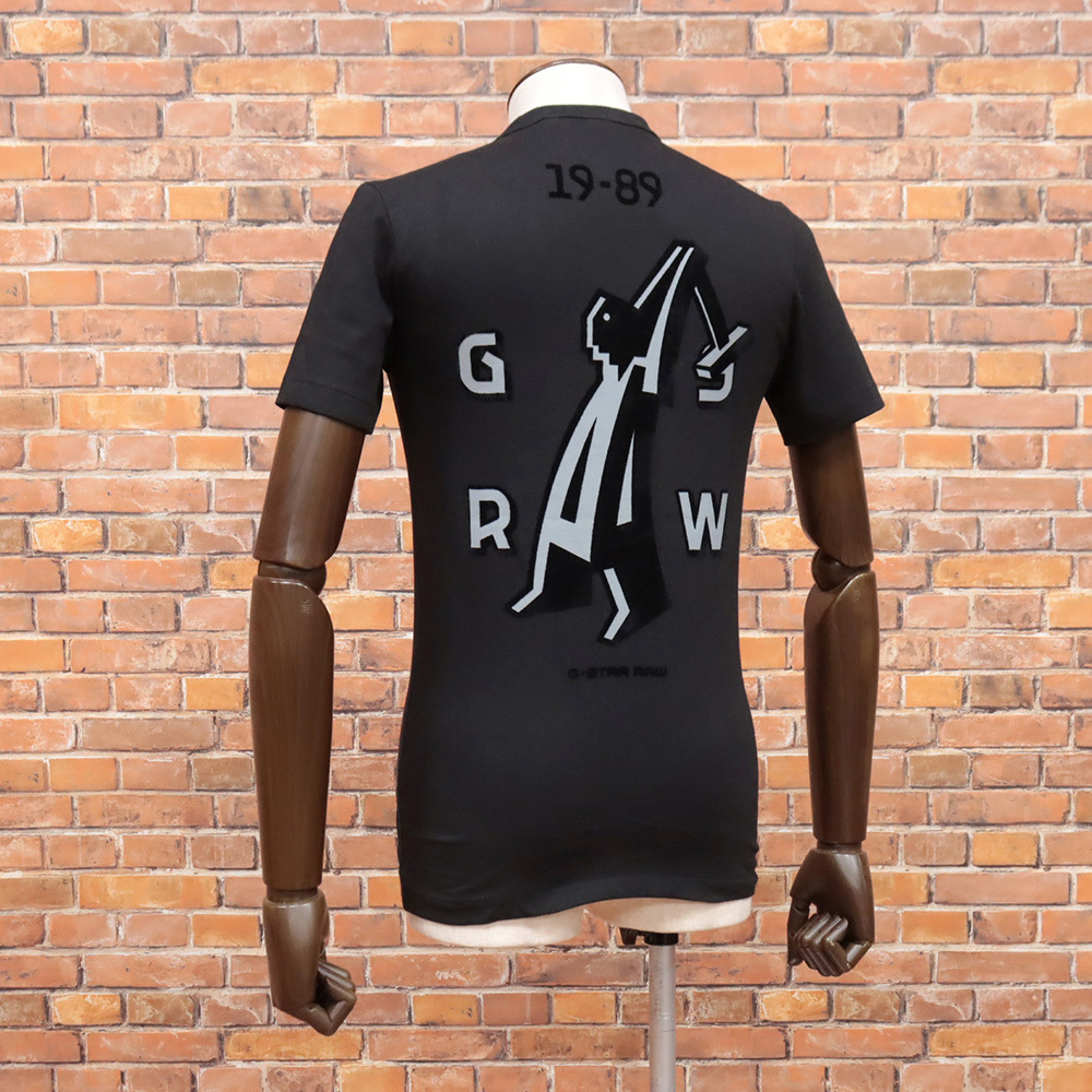 1円/G-STAR RAW/XXSサイズ/バックプリントTシャツ GS RAW HAMMER R T S/S D19273-C336 ジャージー 半袖 新品/黒/ブラック/jh149/