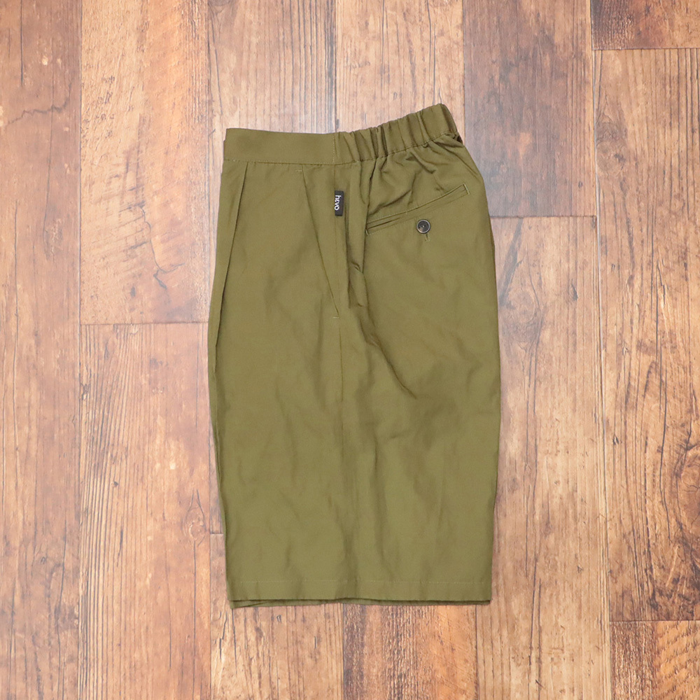1円/24春夏/Hevo/Lサイズ/訳 イージー ハーフパンツ TORRELAPIL メタル混 シワ こなれ感 ワンタック イーヴォ 新品/カーキ/kg141/