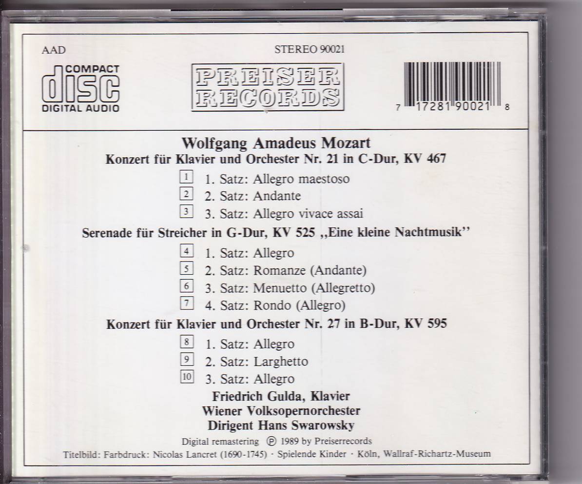 gruda& Swarovski mo-tsaruto: фортепьяно концерт 21&27 номер PREISLER RECORDS