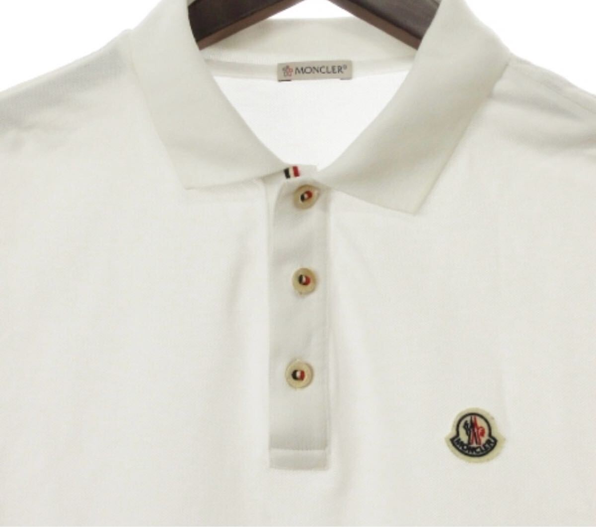 モンクレール MONCLER 18SS MAGLIA POLOMANICA CORTA ポロシャツ 半袖 鹿の子 ロゴワッペン D10918340800 ホワイト L★AA★ メンズ