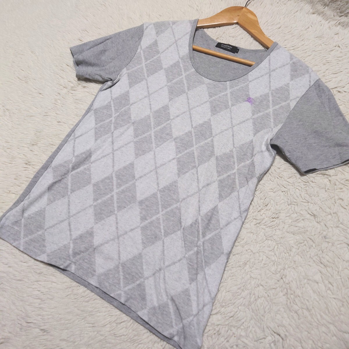 [1 иен ~] Burberry Black Label BURBERRY BLACK LABEL футболка a-ga il рисунок шланг вышивка M размер 