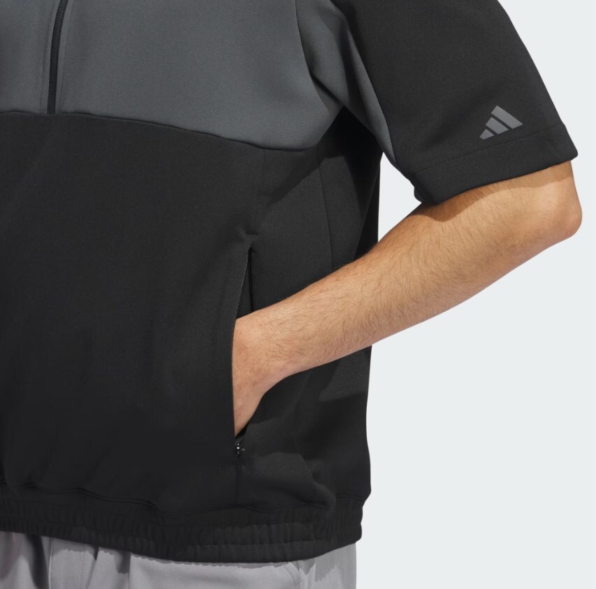★アディダス adidas ゴルフ GOLF 新品 メンズ 半袖 ハーフジップ プルオーバー ジャケット LLサイズ 黒灰[IW1395-XL] 二 參★QWER★