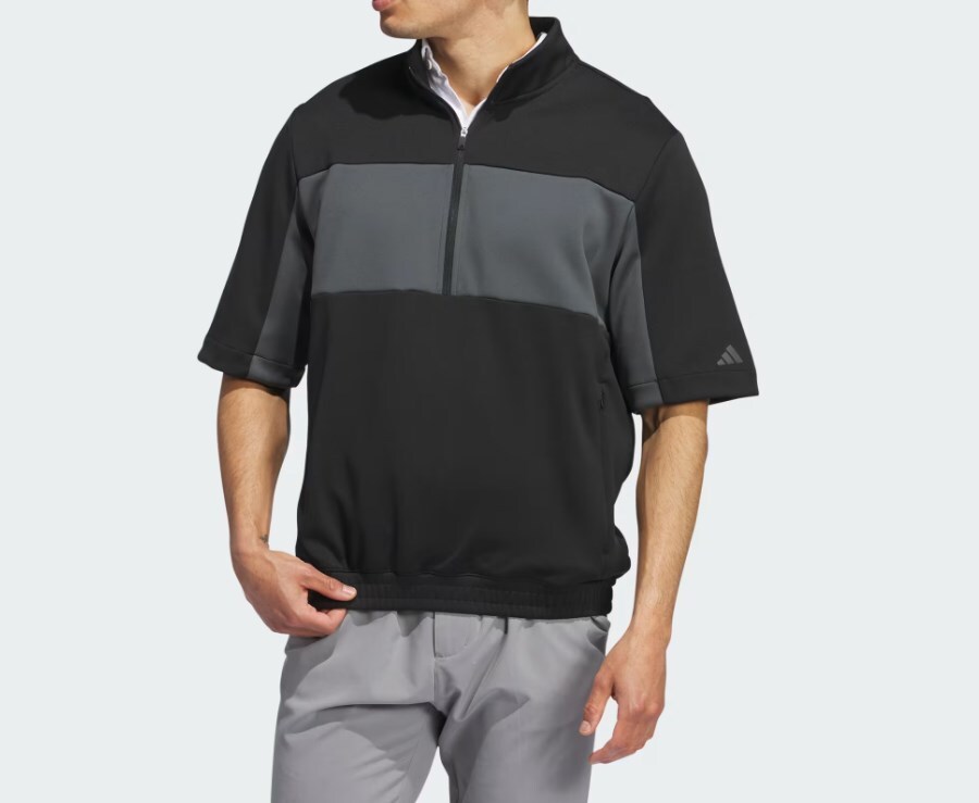 ★アディダス adidas ゴルフ GOLF 新品 メンズ 半袖 ハーフジップ プルオーバー ジャケット LLサイズ 黒灰[IW1395-XL] 二 參★QWER★