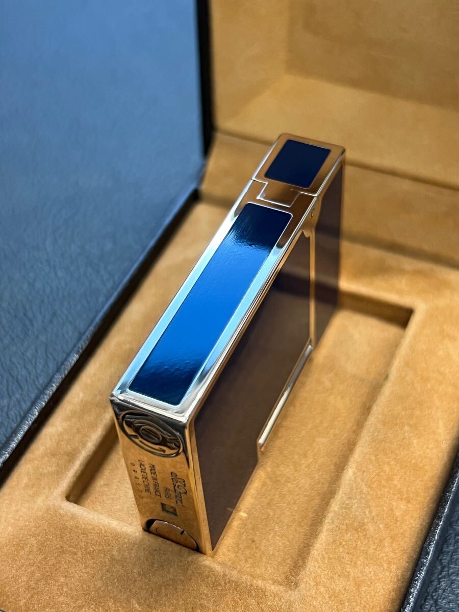 DuPont デュポン ガスライター　ライン2ショート　紺色 ゴールド　箱付き