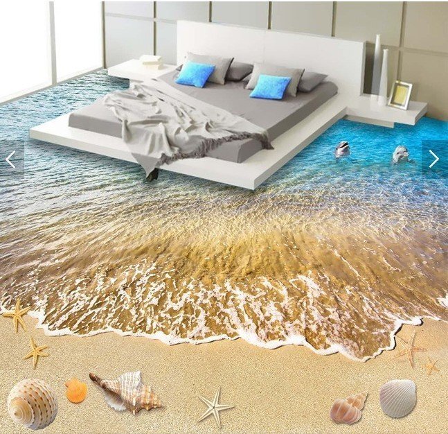 C369 巨大 3D フロアマット 3m*4m* ビーチ 砂浜 海 貝殻 風景 景色 リフォーム 防音 断熱 滑り止めシート 床 壁 天井 はがせるシール その他